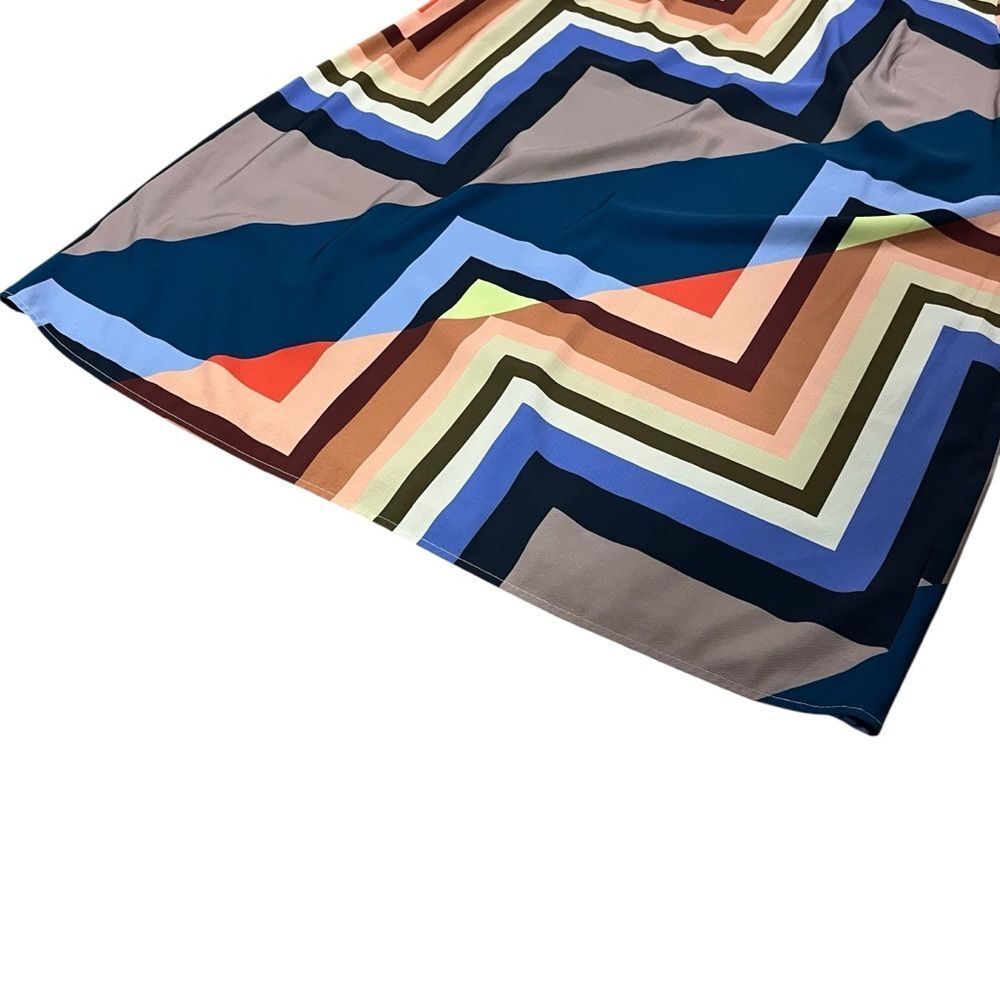 Eloquii Multicolor Geometric Pattern Striped Shif… - image 4